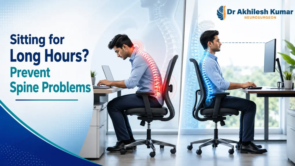 Sitting for Long Hours? Prevent Spine Problems – Correct vs Incorrect Sitting Posture with Spine Health Tips by Dr. Akhilesh Kumar, Neurosurgeon.